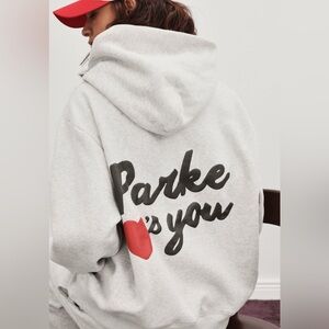 NWOT Parke Women's Gray Hoodie with Red Heart Design Size XXL
